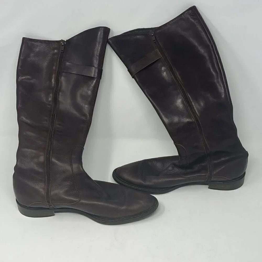 DAVOS Gomma tall riding boots 10 women brown leather equestrian